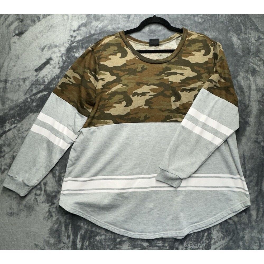 Rue+ Women's Camo Colorblock Long Sleeve Top Tunic Casual Size‎ XL